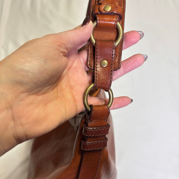 Cole Haan Village Leather Hobo Shoulder Bag Large Purse Brown Woven Strap - Picture 14 of 16